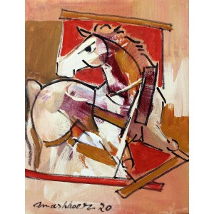 Mashkoor Raza, 16 x 12 Inch, Oil on Canvas, Horse Painting, AC-MR-438